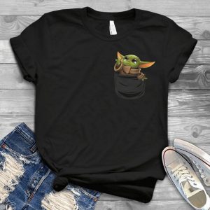 For Baby Yoda Shirt - Cute Star Warrs Yoda Baby Tee - Pocket Cute Jedii In Galaxy Handmade Shirt
