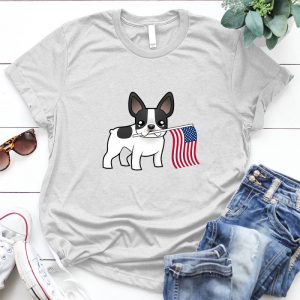 French Bulldog Love America Usa Flag Gift For Dog Owner Heart & Distressed American Flag, Grunge American Flag, Love America, Usa Us Flag