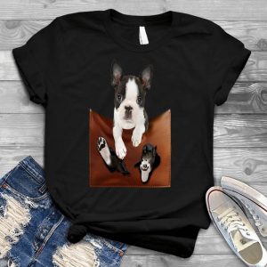 Funny Boston Terrier Pocket Dog Personalized Gift Cute Dog Pocket, Dog Image, Cute Puppy Dog, Small Dog