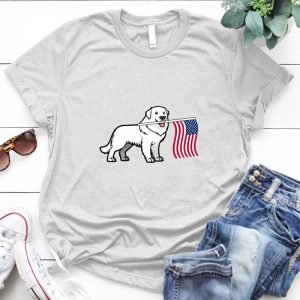 Great Pyrenees Puppy Usa Flag Perfect Gift For Greyhound Dog Lover Dog Lover, Pet, Funny Great Pyrenees, Puppy Shirt