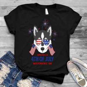 Independence Day With Pet Cool Dog Image Cool Dog, Husky With Flags, Gift At America Day For Dog