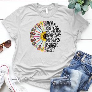 Knock On The Door To My Soul And You Will Find An Ageless Hippie With A Rock And Roll Heart Guitar Sunflower Version Quote Sunflower, Graphic Tee, Guitar
