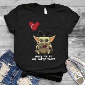 Meet Me At My Happy Place Baby Yoda Tee – For Starr Waars Yoda Best With Miicckeys Cap Handmade Shirt
