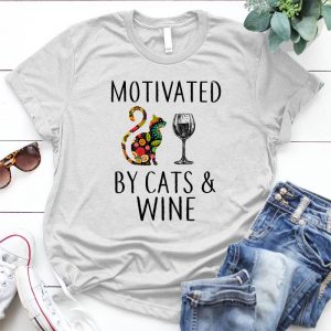 Motivated By Cat And Wine Cat Lover Wine, Pet, Kitten, Cat Meme, Funny Cat, Cute Kitten