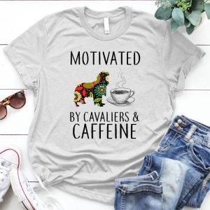 Motivated By Cavalier And Caffeine Dog Lover Pet, Animal, Dog Meme, Funny Dog, Personalized Quote, Cartoon Dog Graphic