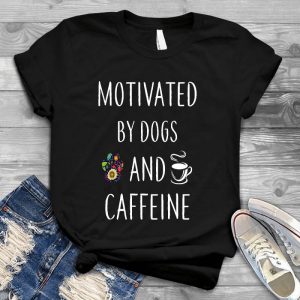 Motivated By Dog And Caffeine Funny Dog Present Coffee Lover Gift, Dog Lover Gift, Funny Dog, Dog Mom