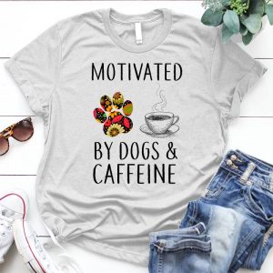 Motivated By Dog And Caffeine Funny Dog Present Coffee Lover Gift, Mothers Day Gift, Dog Lover Gift