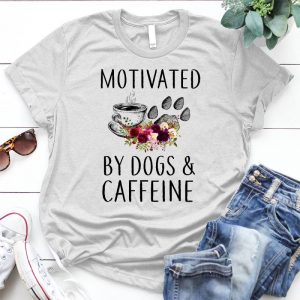 Motivated By Dog And Caffeine Funny Dog Present Coffee Lover Gift, Mothers Day Gift, Dog Lover Gift, Funny Dog, Dog Mom