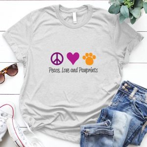 Peace Love And Paw Prints Dog Lover Pet, Dog Love, Animal, Puppy, Dog Meme, Funny Dog, Cute Dog, Personalized Quote, Cartoon Dog Graphic