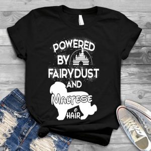Powered By Fairy Dust Dog And Maltese Hair Dog Gift Custom Engraved And Personalized D, Easy To Read, Cute Glitter Paw Pet
