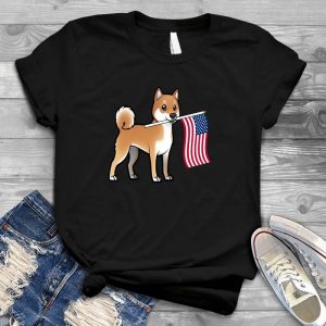 Shiba Inu With Flag Shiba Inu Image Cute Little Shiba Inu, Shiba Inu With American Flag, Nice Gift For Shiba Inu