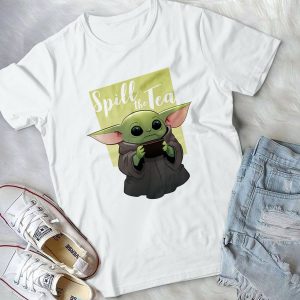 Spill The Tea Baby Yoda Shirt - Funny Yoda Baby In Starr Warrs Handmade Shirt_156_166