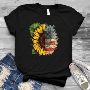Sunflower American Flag Pattern Sunflower Mixed With A American Flag Symbol Of Peace, Sunflower Meaning, Beautiful Sunflower Mix American Flag, Gift For American People