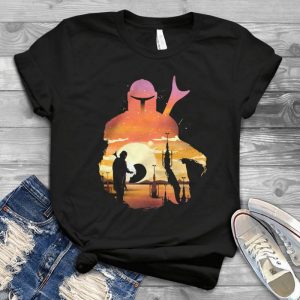 The Mandalorian Sunset With Baby Yoda Star Wars Trending Handmade Shirt