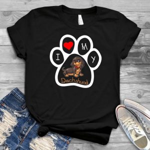 ZENJEFF - I Love My Dachshund - Dog Lover T-shirts For Women For Men Kids Boys Girls - Dog Mom Dog Dad Shirts - Dog 80s Shirt - Dog Costume