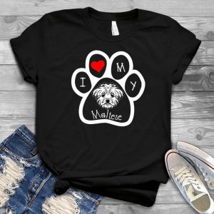 ZENJEFF - I Love My Maltese - Dog Lover T-shirts For Women For Men Kids Boys Girls - Dog Mom Dog Dad Shirts - Dog 80s Shirt - Dog Costume
