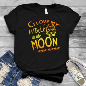 ZENJEFF - I Love My Pitbull To The Moon - Dog Lover T-shirts For Women For Men Kids Boys Girls - Dog Mom Dog Dad Shirts - Dog 80s Shirt - Dog Costume