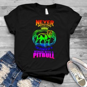 ZENJEFF - Never Underestimate Woman With Pitbull - Dog Lover T-shirts For Women For Men Kids Boys Girls - Dog Mom Dog Dad Shirts - Dog 80s Shirt - Dog Costume