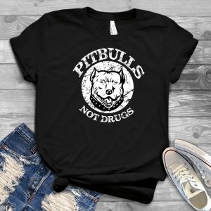ZENJEFF - Pitbulls Not Drugs - Dog Lover T-shirts For Women For Men Kids Boys Girls - Dog Mom Dog Dad Shirts - Dog 80s Shirt - Dog Costume