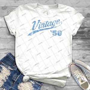 1958 Vintage Anniversaire 60 - Vintage Men's Shirt Tshirt For Women Classic Handmade Shirt Retro Graphic Tee