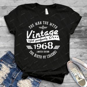 50th Birthday Gift For Men 1968 - Vintage Mens Shirt Tshirt For Women Classic Handmade Shirt Retro Graphic Tee