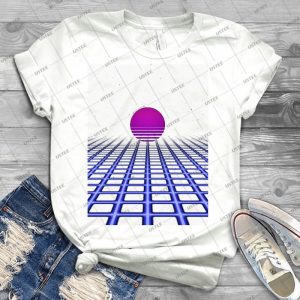 80s Digital Horizon-Sunset Aesthetic - Trending Shirt For Women Vintage Retro Tee For Men Kid's T-Shirt Handmade Shirt