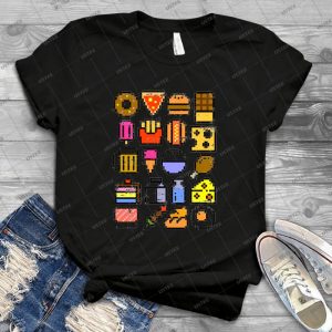 8 Bit Foodie V2 Distressed 36 - Vintage Mens Shirt Tshirt For Women Classic Handmade Shirt Retro Graphic Tee