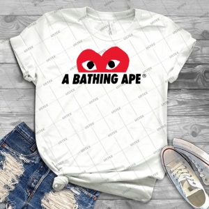 A Bathing Ape X Cdg - Vintage Men's Shirt Tshirt For Women Classic Handmade Shirt Retro Graphic Tee