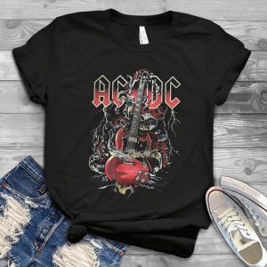 Acdc Guitar Tshirt - Acdc Thunderstruck Men Shirt Kids Tee - Hard Rock Shirt For Women Handmade Shirt
