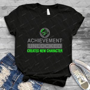 Achievement Unlocked-Created New Character Funny T-Shirt - Gift Idea Shirt For Men Tee For Women Classic Retro Vintage Graphic T-Shirt