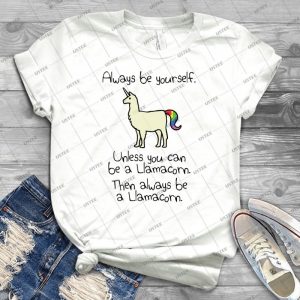 Always Be Yourself, Unless You Can Be A Llamacorn 92 - Vintage Men's Shirt Tshirt For Women Classic Handmade Shirt Retro Graphic Tee