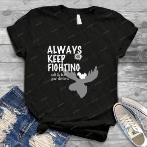 Always Keep Fighting Black And White 70 - Trending Shirt For Women Vintage Retro Tee For Men Kid's T-Shirt Handmade Shirt