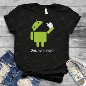 Android Om Nom Nom - Android Eat Apple 74 - Best Unisex Trending Handmade T-shirt Gift Idea For Men T-shirt For Woman