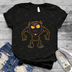 Angry Robot 46 - Vintage Mens Shirt Tshirt For Women Classic Handmade Shirt Retro Graphic Tee