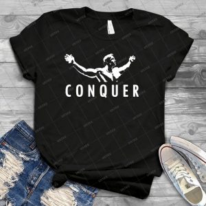 Arnold Schwarzenegger-Conquer - Vintage Mens Shirt Tshirt For Women Classic Handmade Shirt Retro Graphic Tee