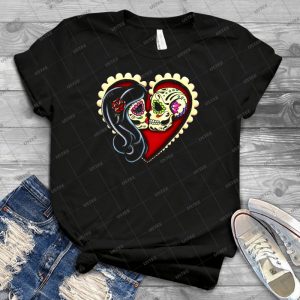 Ashes-Day Of The Dead Couple-Sugar Skull Lovers - Best Unisex Trending Handmade T-shirt Gift Idea For Men T-shirt For Woman