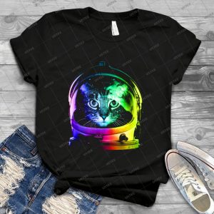 Astronauta Cat 45 - Vintage Mens Shirt Tshirt For Women Classic Handmade Shirt Retro Graphic Tee