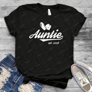 Auntie Established 2018 Two Hearts Gift For Aunt 83 - Vintage Mens Shirt Tshirt For Women Classic Handmade Shirt Retro Graphic Tee