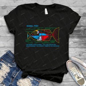 Babel Fish 57 - Vintage Mens Shirt Tshirt For Women Classic Handmade Shirt Retro Graphic Tee