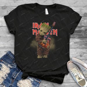 Baby Groot Star Wars Holding Iron Maiden Guitar - Iron Maiden Legend - Iron Maiden Music Album - Heavy Metal Music - Music Lovers - Best Music Handmade Shirt