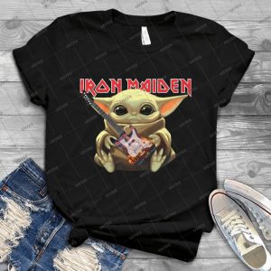 Baby Yoda Holding Iron Maiden Guitar - Iron Maiden Tour Legacy Of The Beast 2020 - Iron Maiden Heavy Metal - Music Lovers - Best Trending Handmade Shirt