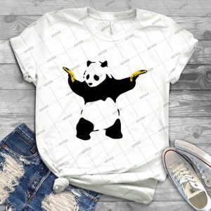 Bad Panda Stencil 81 - Vintage Men's Shirt Tshirt For Women Classic Handmade Shirt Retro Graphic Tee