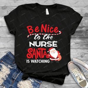 Be Nice To Nurse Santa Is Watching - Gift Idea Shirt For Men Tee For Women Classic Retro Vintage Graphic T-Shirt