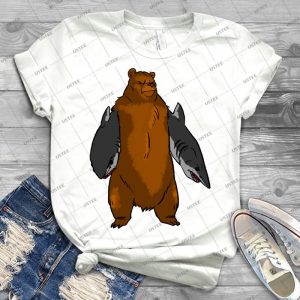 Bear With Shark Arms - Large 25 - Gift Idea Shirt For Men Tee For Women Classic Retro Vintage Graphic T-Shirt