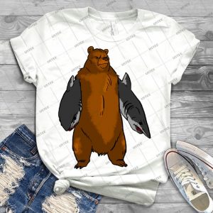 Bear With Shark Arms -Large - Best Unisex Trending Handmade T-shirt Gift Idea For Men T-shirt For Woman