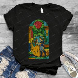 Beauty And The Beast - Stained Glass 46 - Vintage Mens Shirt Tshirt For Women Classic Handmade Shirt Retro Graphic Tee