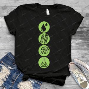 Beer- Water Barley Hops  Yeast - Vintage Mens Shirt Tshirt For Women Classic Handmade Shirt Retro Graphic Tee