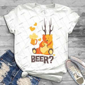 Beer Deer Bear - Vintage Men's Shirt Tshirt For Women Classic Handmade Shirt Retro Graphic Tee