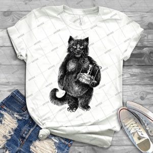 Behemoth Die Katze 19 - Vintage Men's Shirt Tshirt For Women Classic Handmade Shirt Retro Graphic Tee
