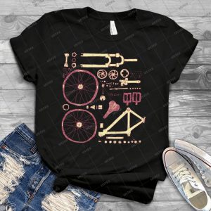 Bicycle Parts 57 - Vintage Mens Shirt Tshirt For Women Classic Handmade Shirt Retro Graphic Tee